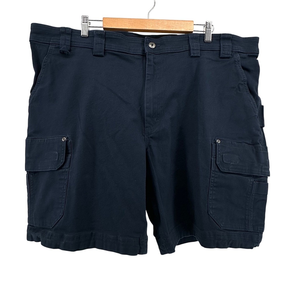 Duluth Trading Co Mens Flex Fire Hose Cargo Shorts Blue Relaxed Fit 46 9in